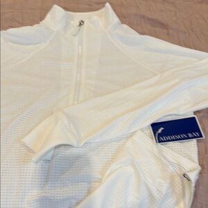 NWT Addison Bay Ivory Textured Quarter-Zip Top
